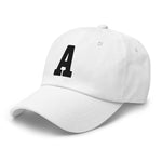 A Alphabet Varsity Letter Embroidered Dad Hat | Black Thread