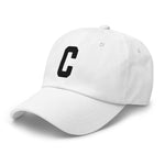 C Alphabet Varsity Letter Embroidered Dad Hat | Black Thread