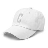 C Alphabet Varsity Letter Embroidered Dad Hat | White Thread