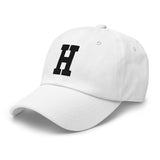 H Alphabet Varsity Letter Embroidered Dad Hat | Black Thread