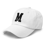 M Alphabet Varsity Letter Embroidered Dad Hat | Black Thread