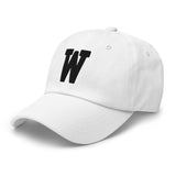 W Alphabet Varsity Letter Embroidered Dad Hat | Black Thread