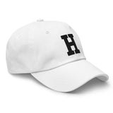 H Alphabet Varsity Letter Embroidered Dad Hat | Black Thread