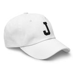 J Alphabet Varsity Letter Embroidered Dad Hat | Black Thread