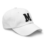 M Alphabet Varsity Letter Embroidered Dad Hat | Black Thread