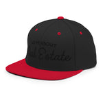 Ask Me About Real Estate Embroidered Snapback Hat | Black Thread