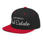 Ask Me About Real Estate Embroidered Snapback Hat | White Thread