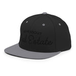 Ask Me About Real Estate Embroidered Snapback Hat | Black Thread