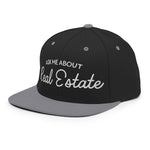 Ask Me About Real Estate Embroidered Snapback Hat | White Thread