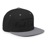 Ask Me About Real Estate Embroidered Snapback Hat | Black Thread