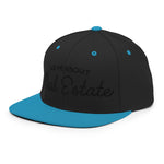 Ask Me About Real Estate Embroidered Snapback Hat | Black Thread