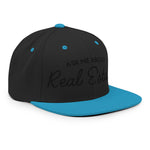 Ask Me About Real Estate Embroidered Snapback Hat | Black Thread