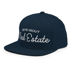 Ask Me About Real Estate Embroidered Snapback Hat | White Thread