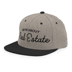 Ask Me About Real Estate Embroidered Snapback Hat | Black Thread