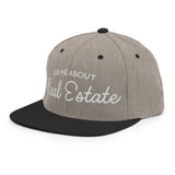 Ask Me About Real Estate Embroidered Snapback Hat | White Thread