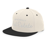 Ask Me About Real Estate Embroidered Snapback Hat | White Thread