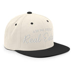 Ask Me About Real Estate Embroidered Snapback Hat | White Thread