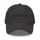 Folly Beach SC South Carolina Embroidered Dad Hat | Black Thread