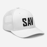 SAV Airport Code Savannah Georgia Embroidered Trucker Hat Mesh Snapback