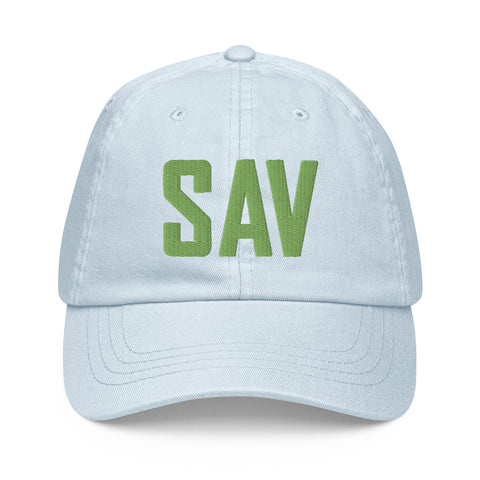 SAV Airport Code Pastel Savannah Georgia Hilton Head Island South Carolina Embroidered Dad Hat