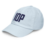 IOP Isle of Palms South Carolina Pastel Embroidered Navy Thread Hat