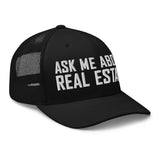 Ask Me About Real Estate Embroidered Trucker Hat | White Thread