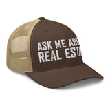 Ask Me About Real Estate Embroidered Trucker Hat | White Thread