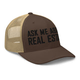 Ask Me About Real Estate Embroidered Trucker Hat | Black Thread