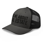 Ask Me About Real Estate Embroidered Trucker Hat | Black Thread