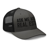 Ask Me About Real Estate Embroidered Trucker Hat | Black Thread