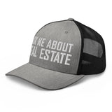 Ask Me About Real Estate Embroidered Trucker Hat | White Thread