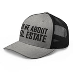 Ask Me About Real Estate Embroidered Trucker Hat | Black Thread