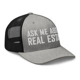 Ask Me About Real Estate Embroidered Trucker Hat | White Thread