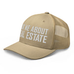 Ask Me About Real Estate Embroidered Trucker Hat | White Thread