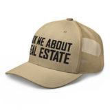 Ask Me About Real Estate Embroidered Trucker Hat | Black Thread