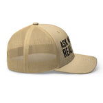 Ask Me About Real Estate Embroidered Trucker Hat | Black Thread