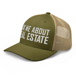 Ask Me About Real Estate Embroidered Trucker Hat | White Thread