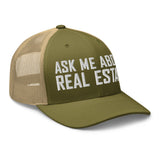 Ask Me About Real Estate Embroidered Trucker Hat | White Thread