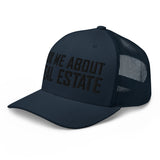 Ask Me About Real Estate Embroidered Trucker Hat | Black Thread