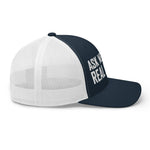 Ask Me About Real Estate Embroidered Trucker Hat | White Thread