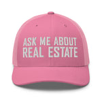 Ask Me About Real Estate Embroidered Trucker Hat | White Thread