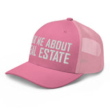 Ask Me About Real Estate Embroidered Trucker Hat | White Thread