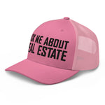 Ask Me About Real Estate Embroidered Trucker Hat | Black Thread