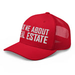 Ask Me About Real Estate Embroidered Trucker Hat | White Thread