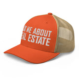 Ask Me About Real Estate Embroidered Trucker Hat | White Thread