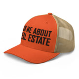 Ask Me About Real Estate Embroidered Trucker Hat | Black Thread