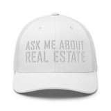 Ask Me About Real Estate Embroidered Trucker Hat | White Thread