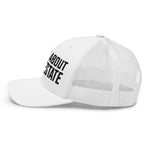 Ask Me About Real Estate Embroidered Trucker Hat | Black Thread