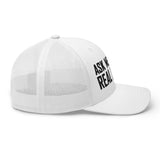 Ask Me About Real Estate Embroidered Trucker Hat | Black Thread