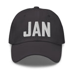 JAN Airport Code Hat Embroidered Hat Jackson Mississippi Dad Hat Travel Gift Baseball Cap Airbnb Host Gift Real Estate City Hats - CRE PYT